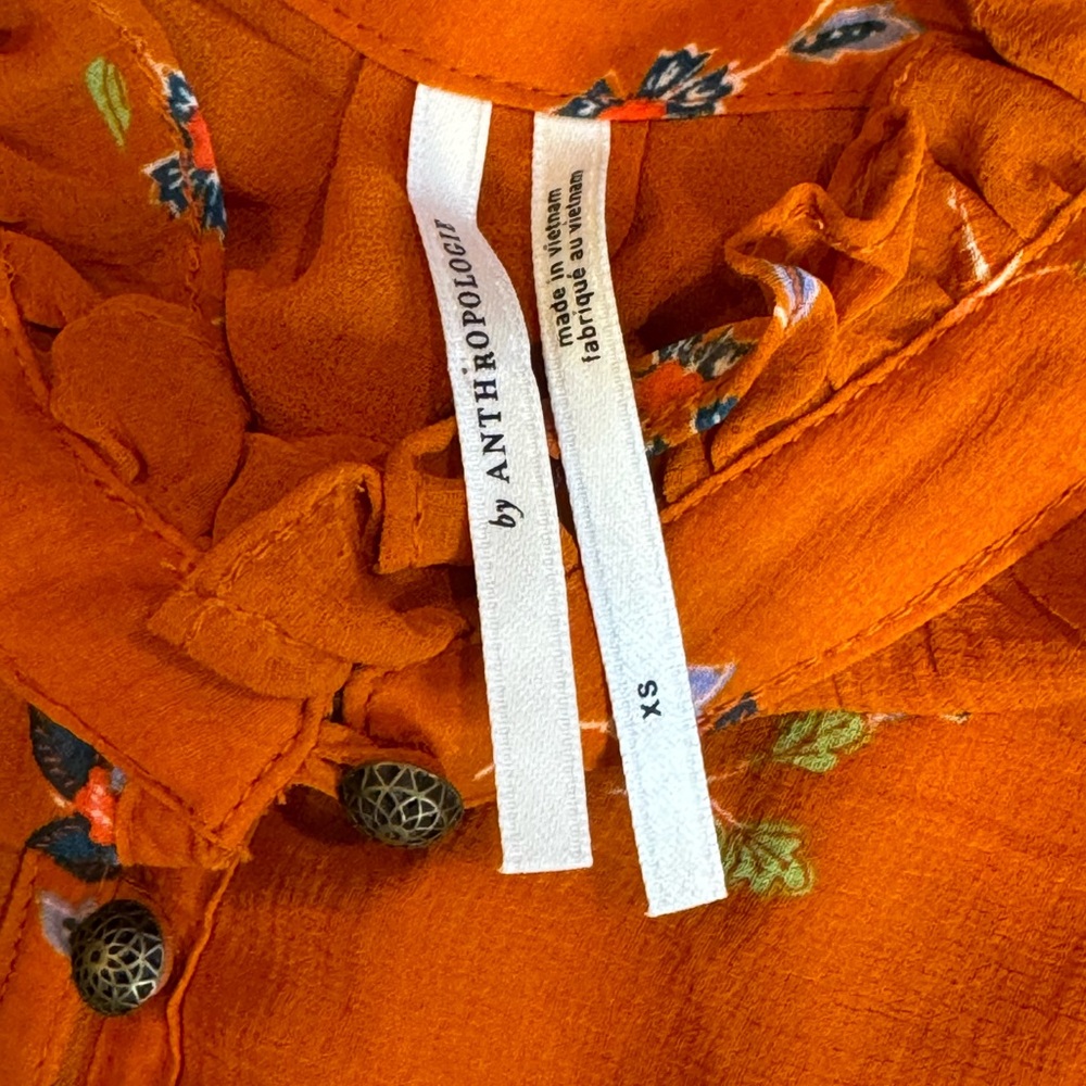 By Anthropologie Floral Chiffon Blouse size XS - Picture 10 of 15